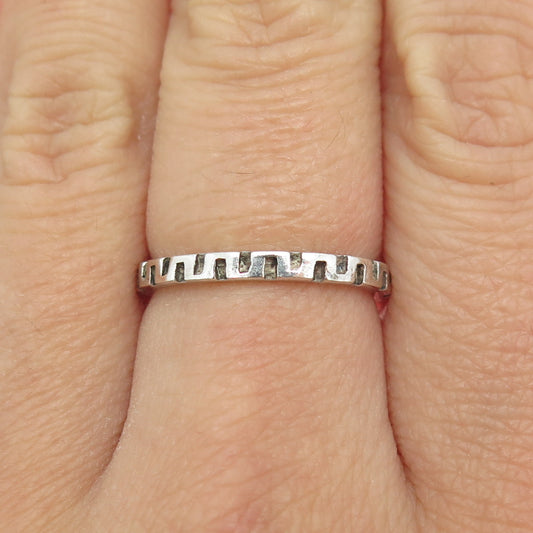 925 Sterling Silver Vintage Greek Key Stackable Band Ring Size 7