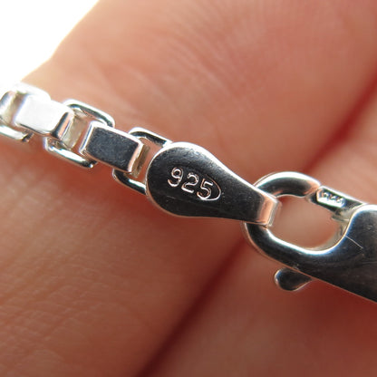 925 Sterling Silver Vintage Italy Box Chain Necklace 18"