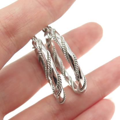 HAN 925 Sterling Silver Twisted Rope Hoop Earrings