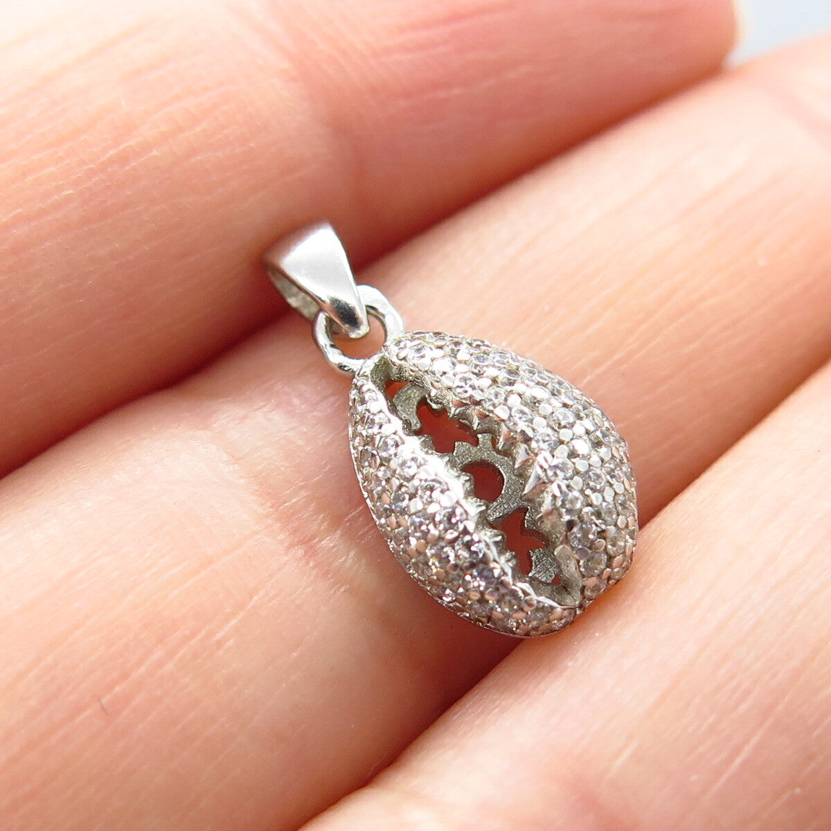925 Sterling Silver C Z Coffee Bean Pendant