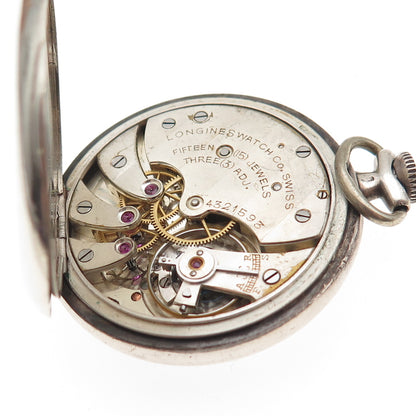 Gorham Longines 925 Sterling Antique Swiss 15 Jewels 13.33 Caliber Pocket Watch