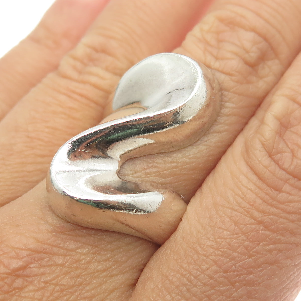 925 Sterling Silver Vintage Mexico Modernist Statement Ring Size 9