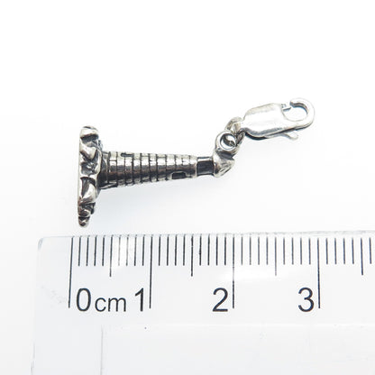 925 Sterling Silver Vintage Lighthouse Lobster Clasp Oxidized Charm Pendant