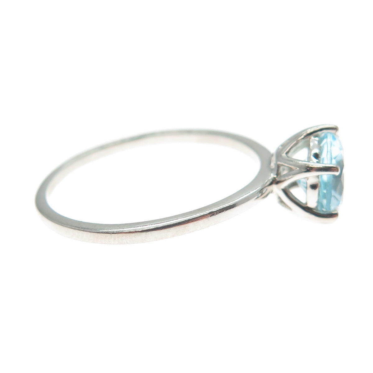 DAZZLERS 925 Sterling Silver Round-Cut Nano Blue Topaz Ring Size 9