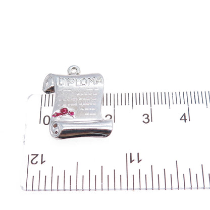 DANECRAFT 925 Sterling Silver Vintage Enamel Diploma Minimalist Charm Pendant