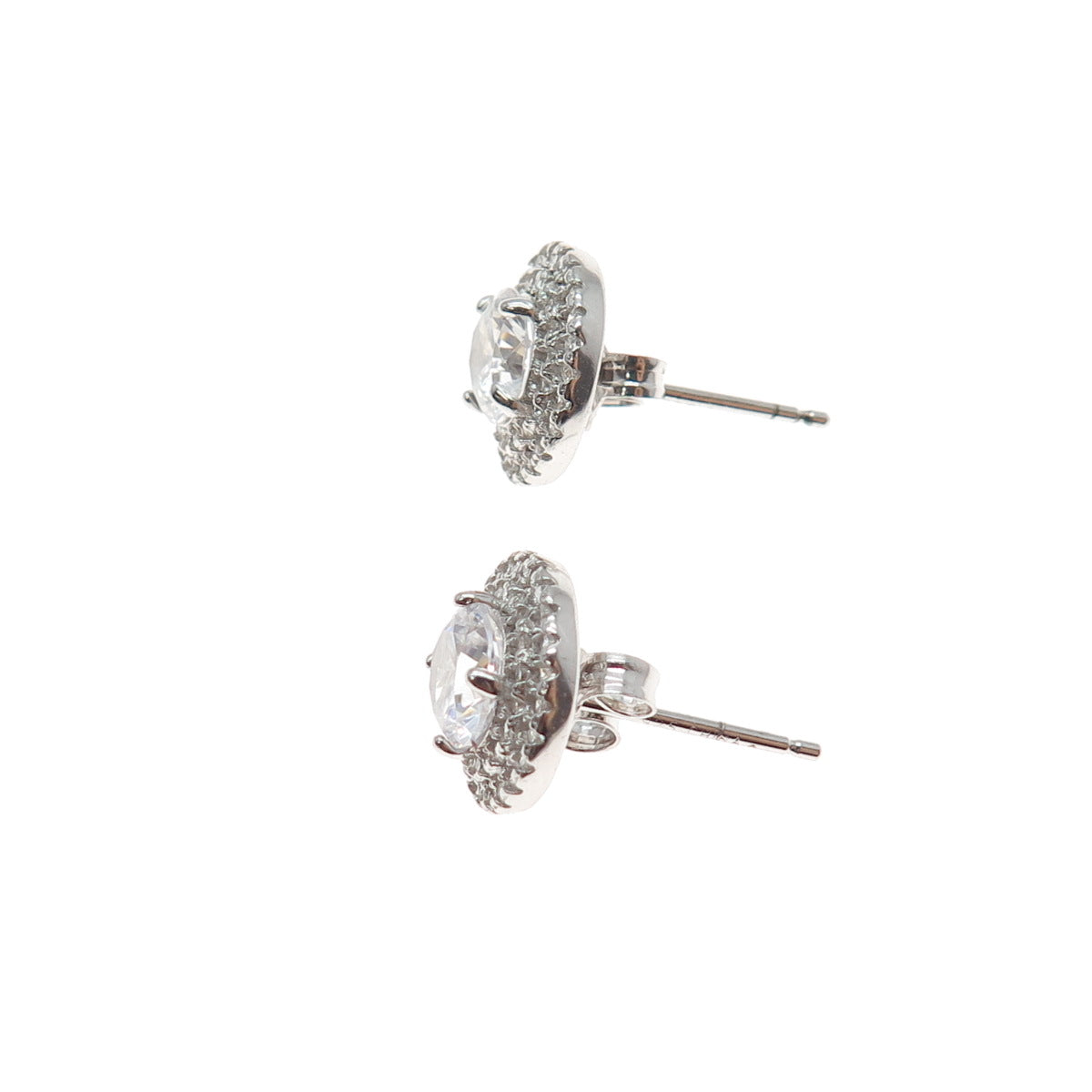 925 Sterling Silver Round-Cut C Z Stud Earrings