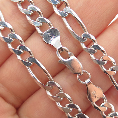 925 Sterling Silver Vintage Italy Figaro Chain Necklace 20"