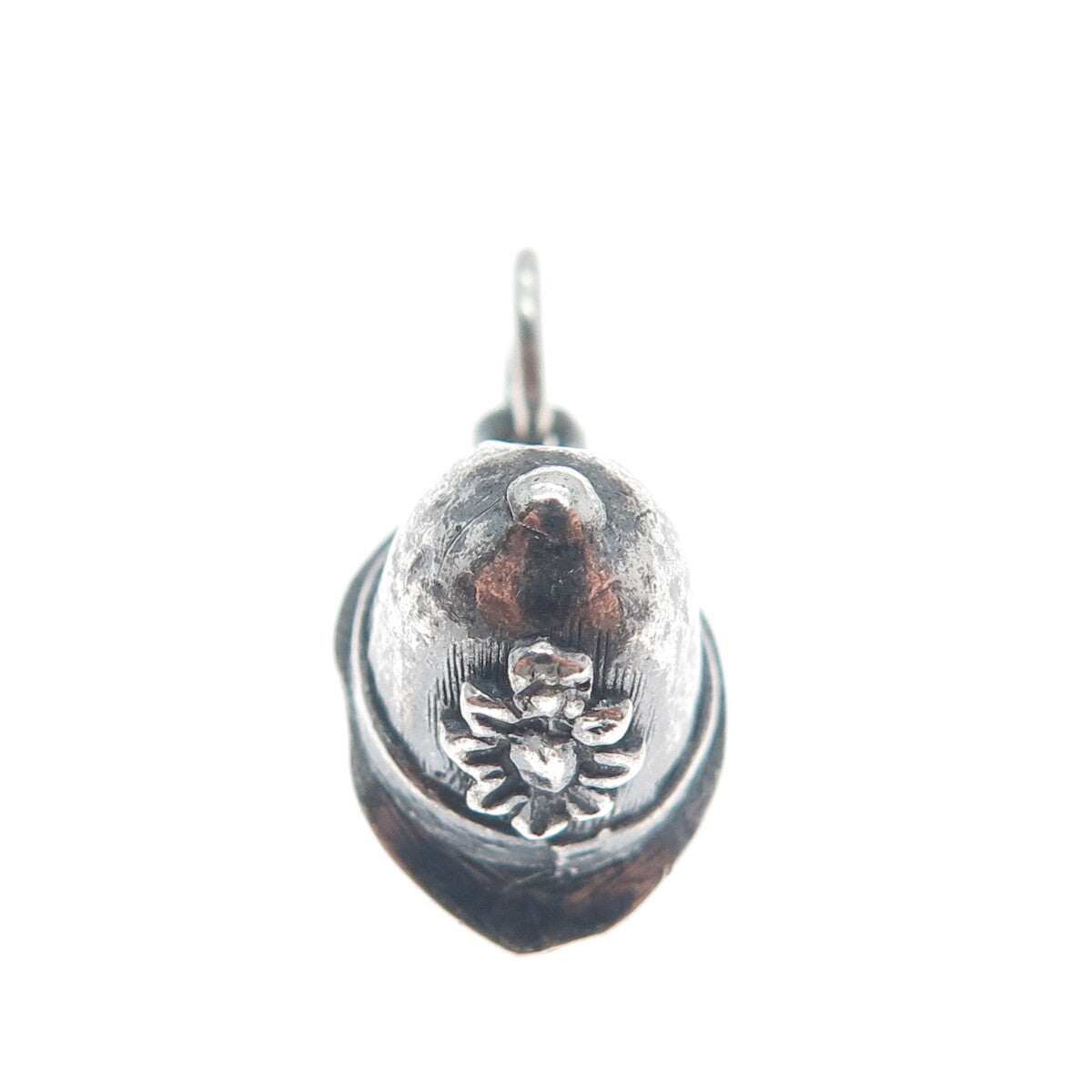 925 Sterling Silver Vintage Firefighter Helmet Oxidized Minimalist 3D Pendant