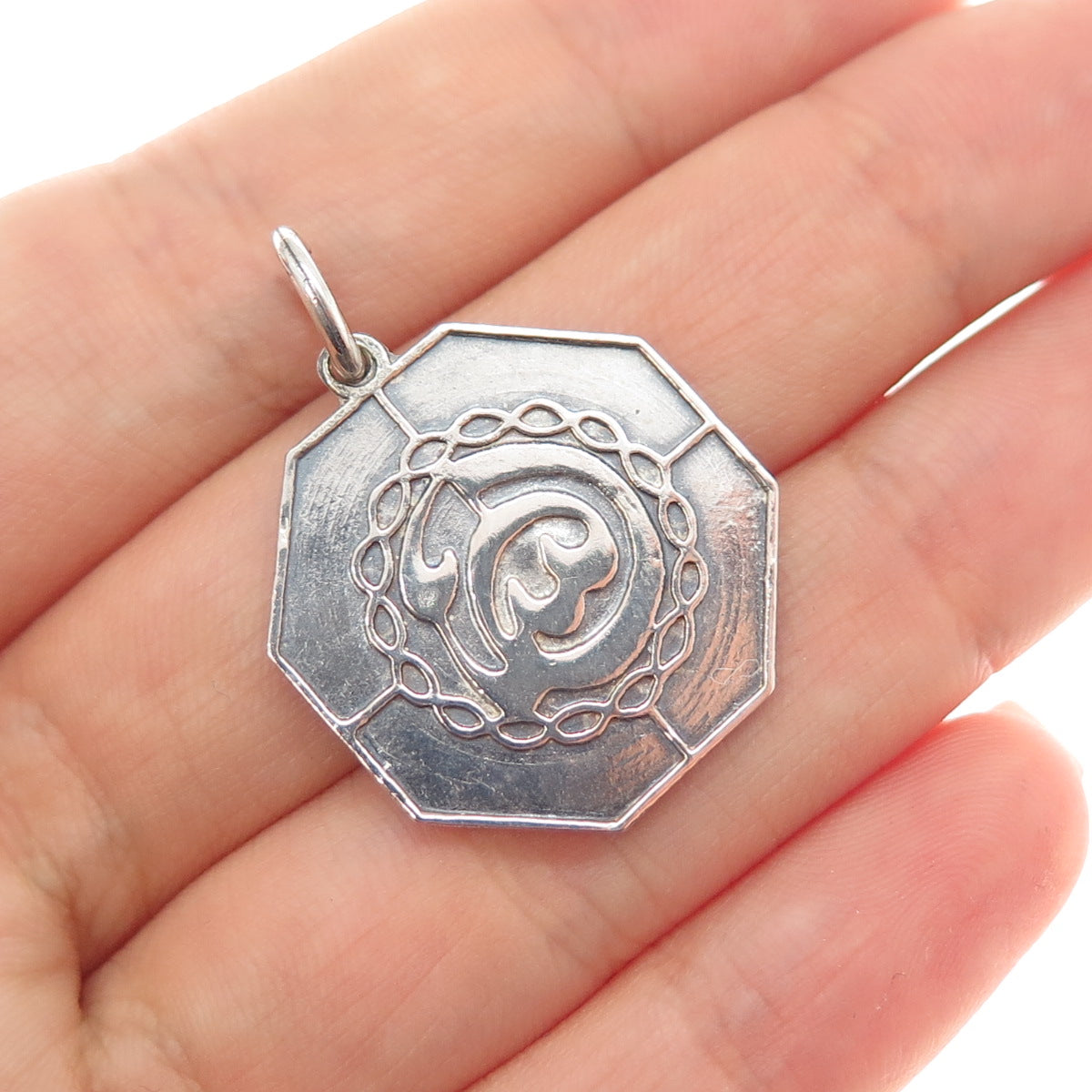 800 Silver Vintage Egypt Arabic Calligraphy Charm Pendant