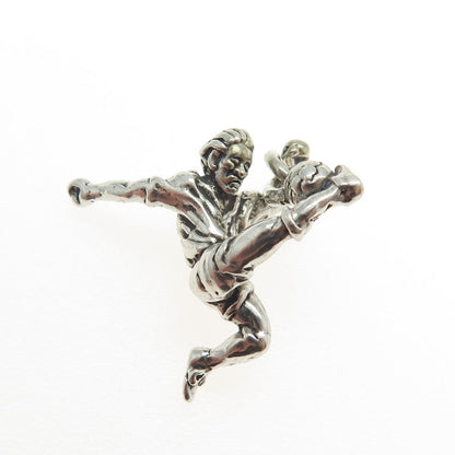 925 Sterling Silver Vintage Football Player 3D Pendant