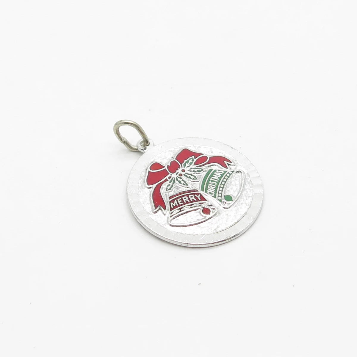 925 Sterling Silver Vintage Griffith & Sons Enamel "Merry Christmas" Pendant