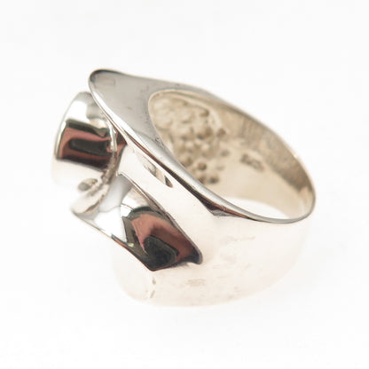 925 Sterling Silver Vintage Round-Cut C Z Modernist Oxidized Ring Size 6.25