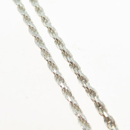 925 Sterling Silver Italy Twisted Rope Chain Necklace 24"