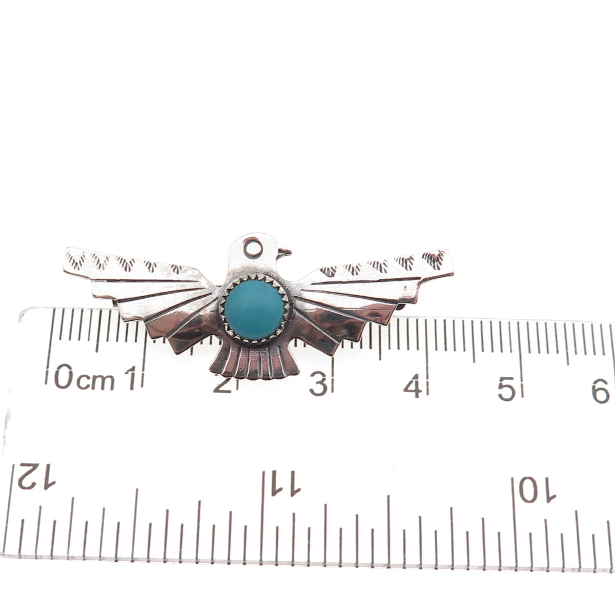 Bell Trading Post Old Pawn 925 Sterling Vintage Turquoise Thunderbird Pin Brooch
