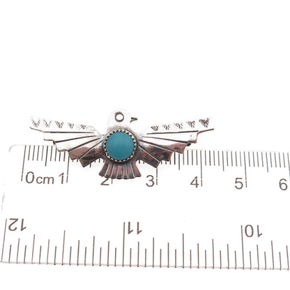 Bell Trading Post Old Pawn 925 Sterling Vintage Turquoise Thunderbird Pin Brooch