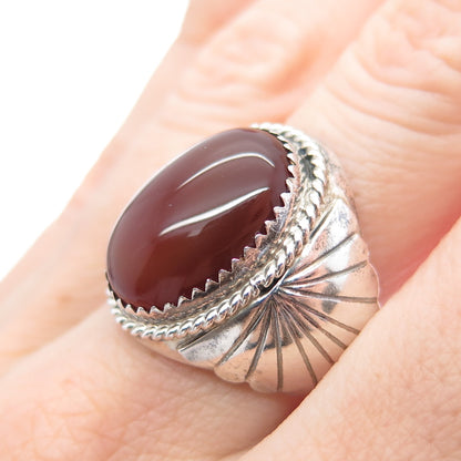 CAROLYN POLLACK Old Pawn Sterling Silver Vintage Carnelian Tribal Ring Size 9