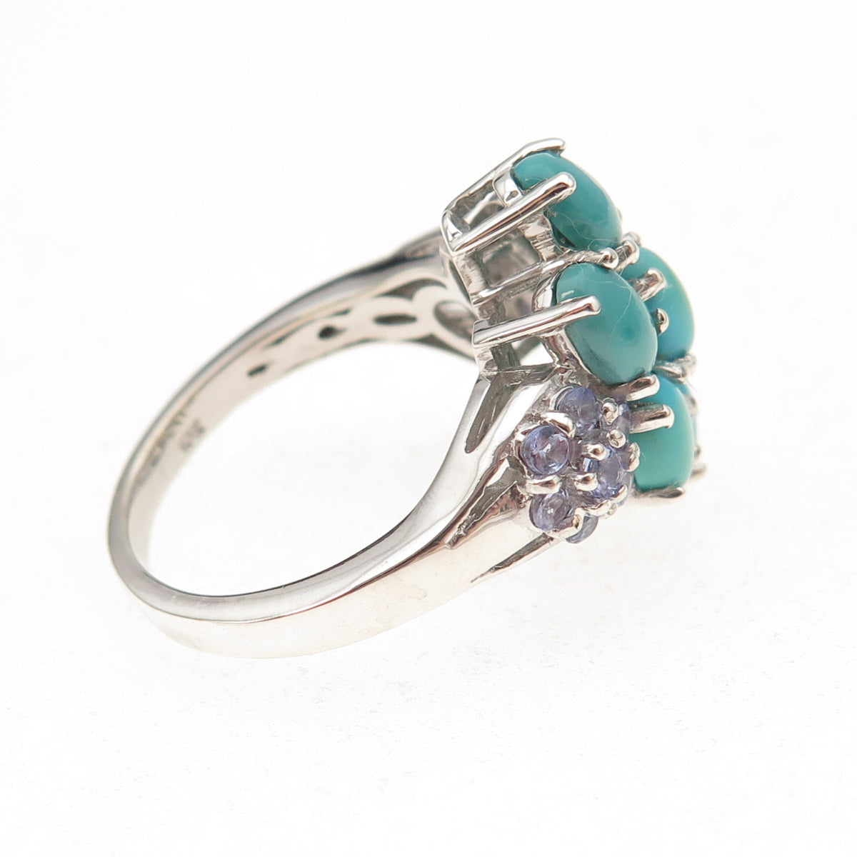 Chuck Clemency 925 Sterling Silver Real Turquoise & Tanzanite Ring Size 8.25