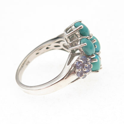 Chuck Clemency 925 Sterling Silver Real Turquoise & Tanzanite Ring Size 8.25