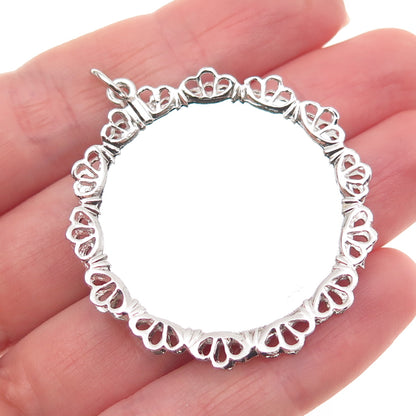 925 Sterling Silver Vintage Chai Judaica Ornate Bezel Charm Pendant