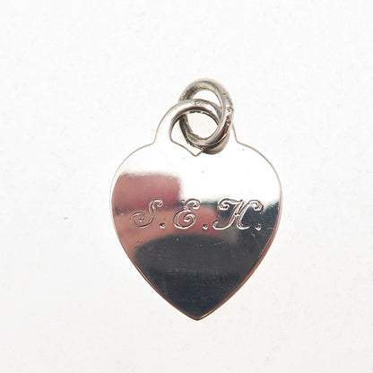 Tiffany & Co. 925 Sterling Silver Vintage Engraved SEH Heart Tag Charm Pendant