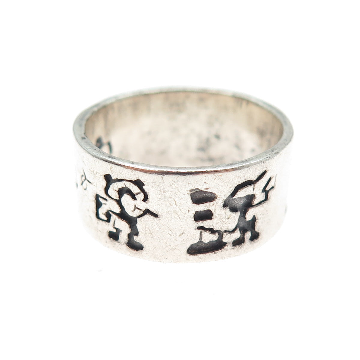925 Sterling Silver Vintage EFS Mexico Children Oxidized Band Ring Size 8.25