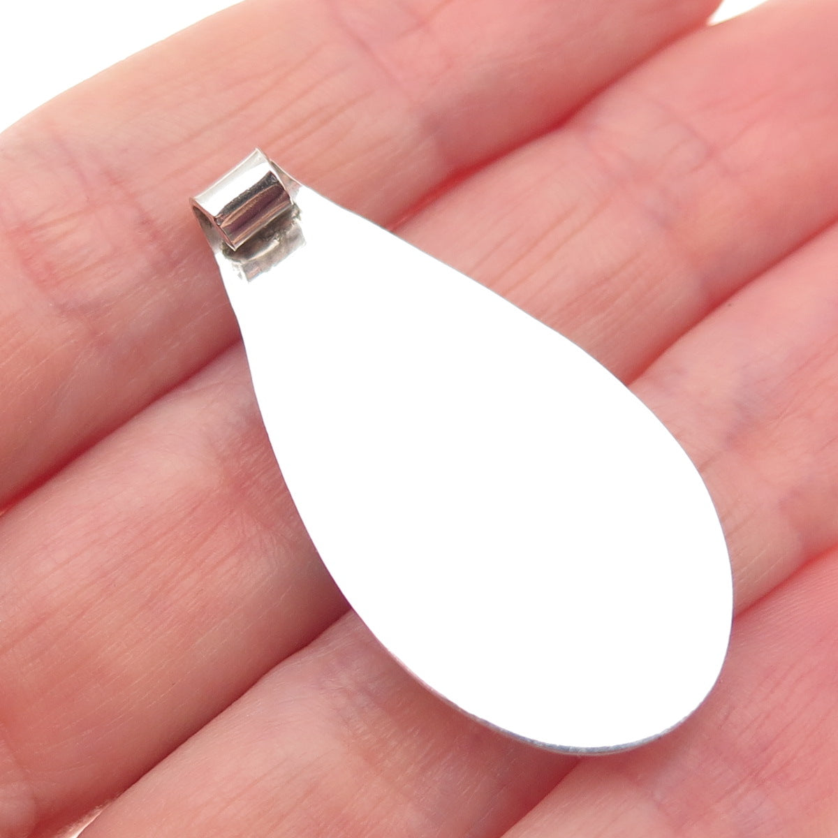 Old Pawn Sterling Silver Vintage Southwestern Malachite Teardrop Slide Pendant