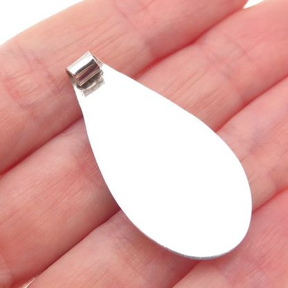 Old Pawn Sterling Silver Vintage Southwestern Malachite Teardrop Slide Pendant