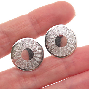 B.A. Ballou 925 Sterling Silver Vintage Sun Disc Screw Back Earrings