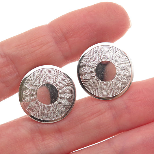 B.A. Ballou 925 Sterling Silver Vintage Sun Disc Screw Back Earrings