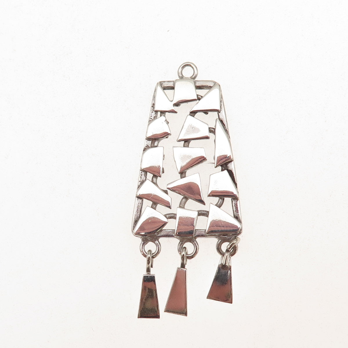 925 Sterling Silver Vintage Israel Modernist Geometric Charm Pendant