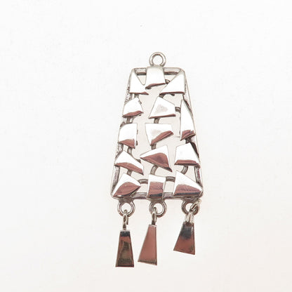 925 Sterling Silver Vintage Israel Modernist Geometric Charm Pendant