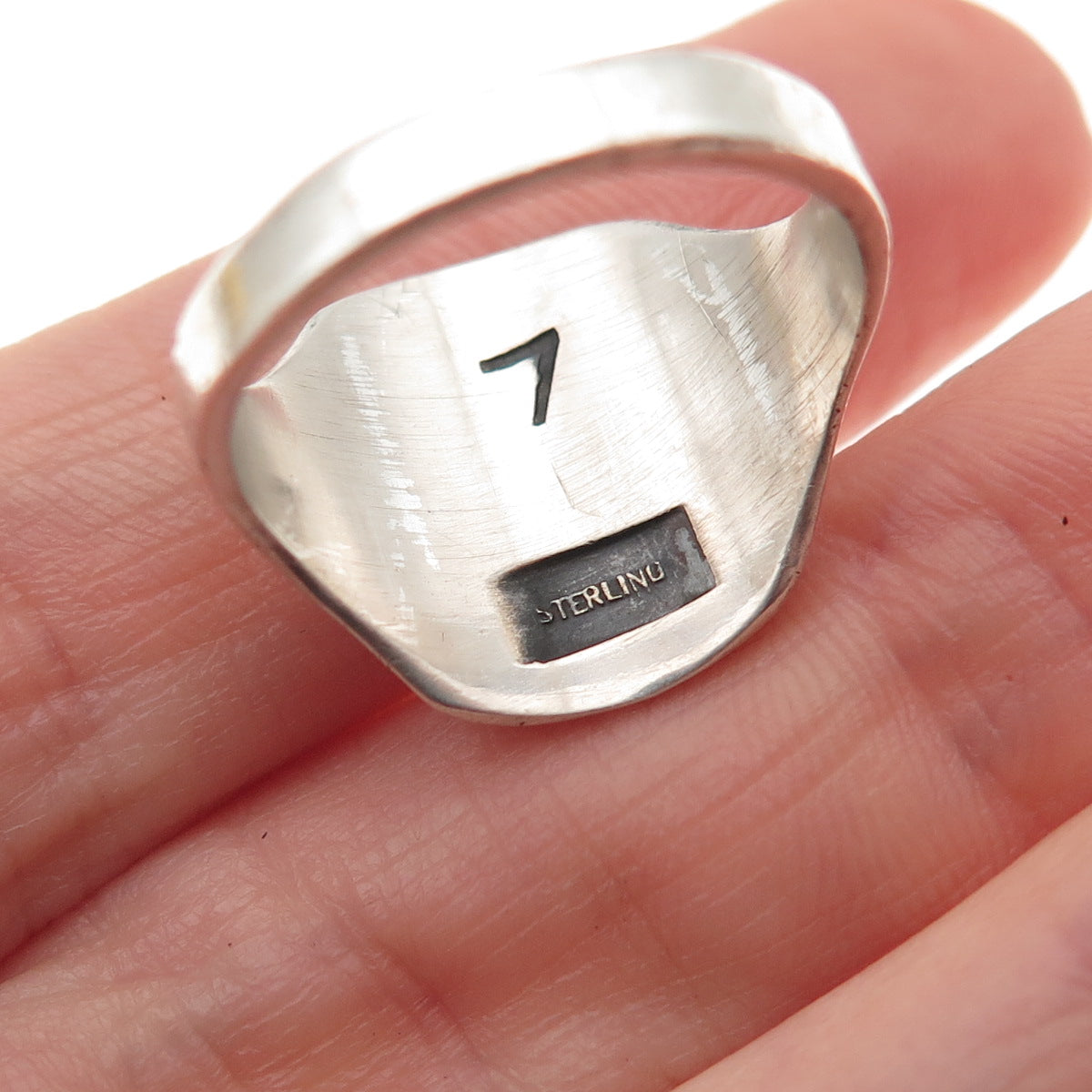 925 Sterling Silver Vintage US Boy Scouts Be Prepared Oxidized Ring Size 7