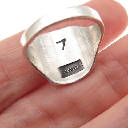 925 Sterling Silver Vintage US Boy Scouts Be Prepared Oxidized Ring Size 7
