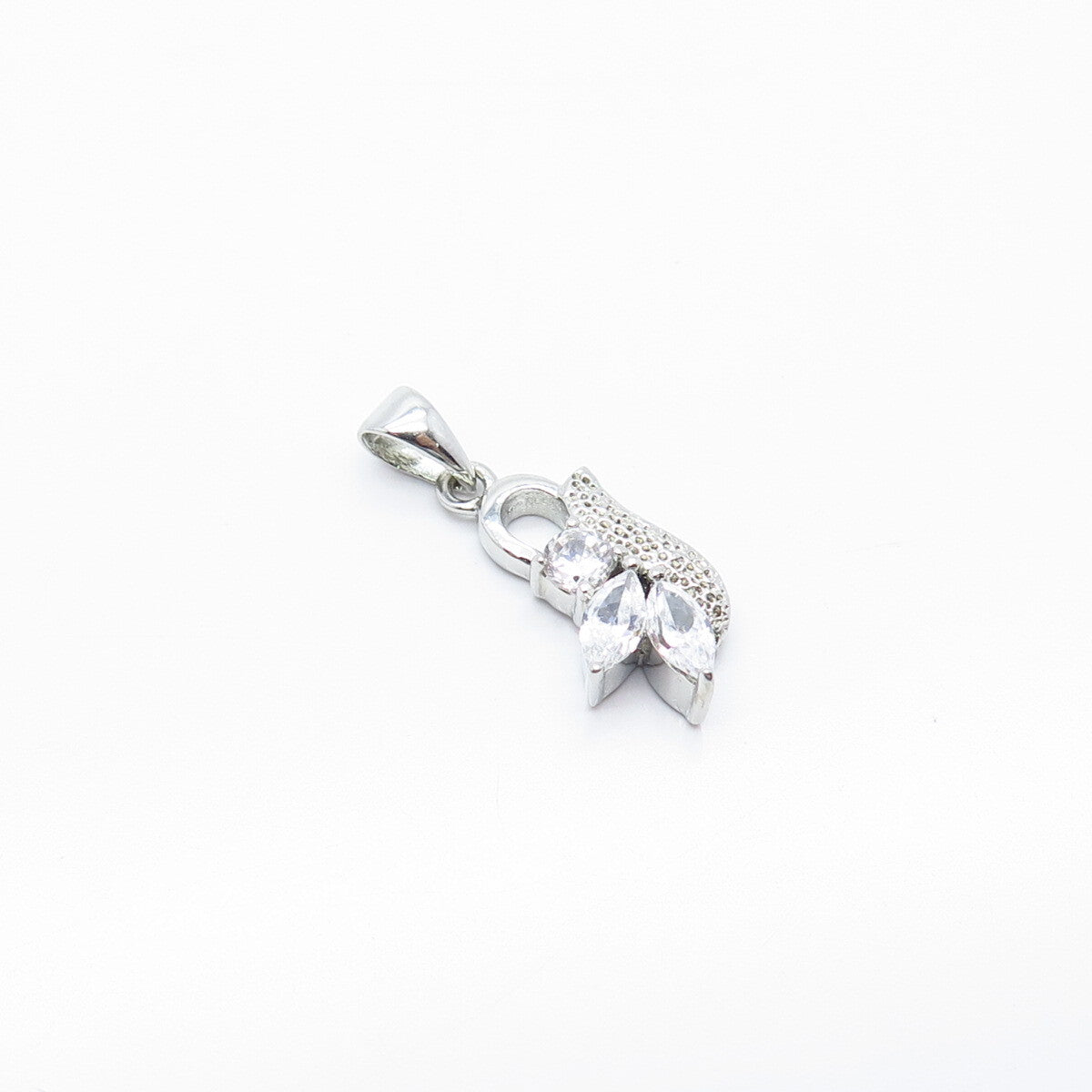 925 Sterling Silver C Z Textured Pendant