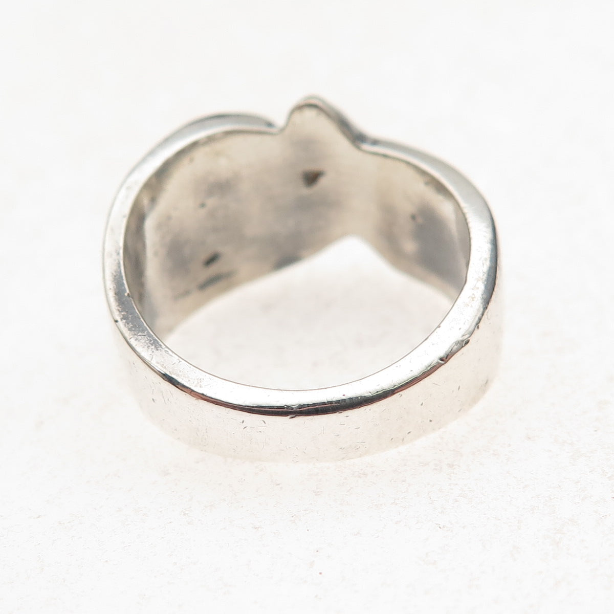 925 Sterling Silver Vintage Mexico Modernist Twist Oxidized Ring Size 7.25