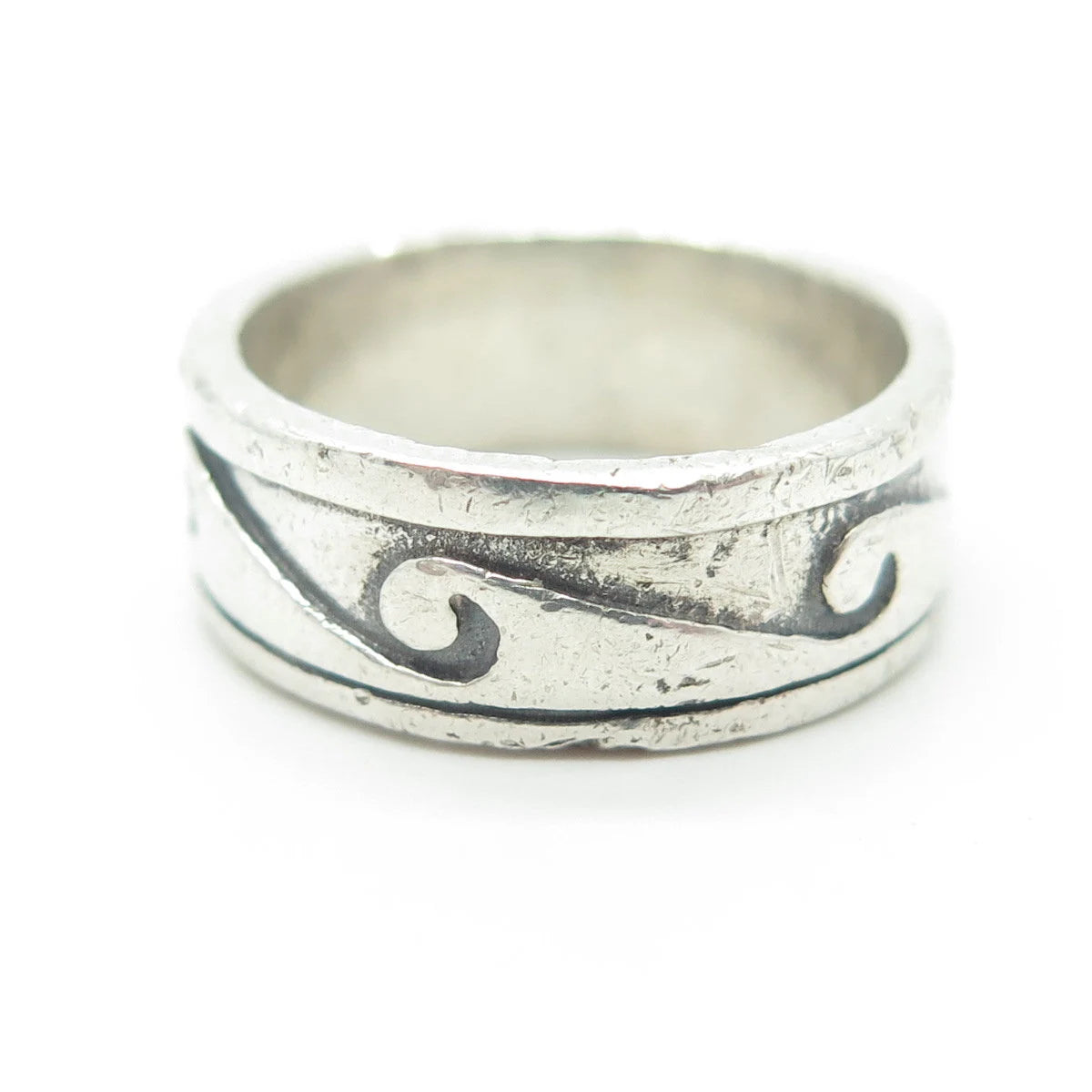 925 Sterling Silver Vintage Sea Waves Band Ring Size 6.25