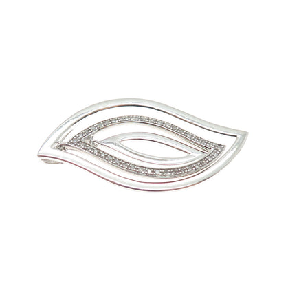 925 Sterling Silver Real Round-Cut Diamond Floral Petal Slide Pendant