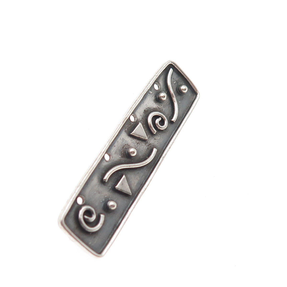925 Sterling Silver Vintage Ethnic Oxidized Bar Pin Brooch
