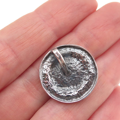 925 Sterling Silver Vintage Modernist Spiral Oxidized Mini Slide Charm Pendant