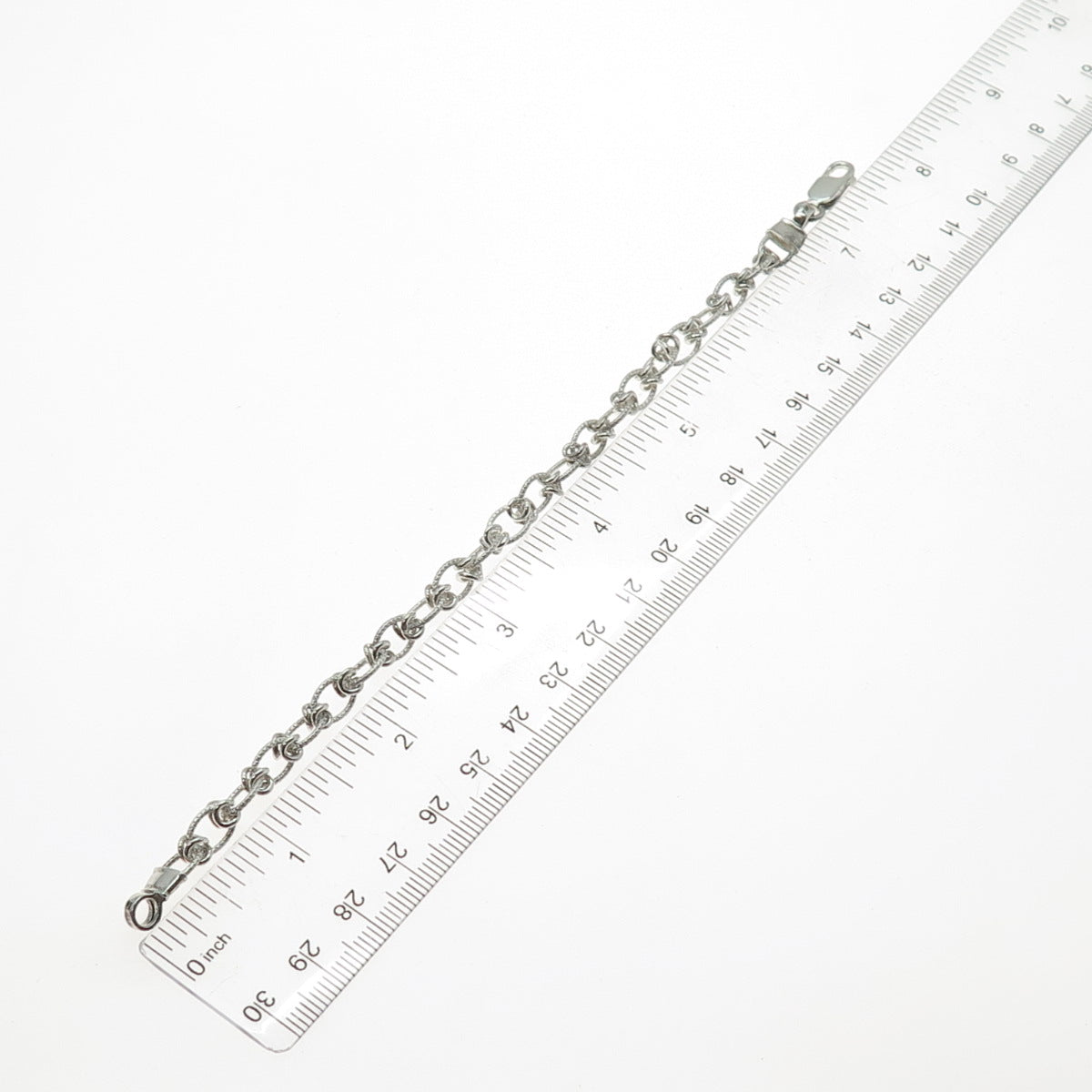 925 Sterling Silver Vintage Twisted Knot Oval Link Bracelet 7.25"