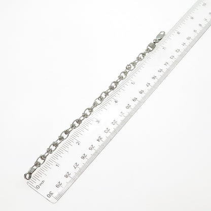 925 Sterling Silver Vintage Twisted Knot Oval Link Bracelet 7.25"
