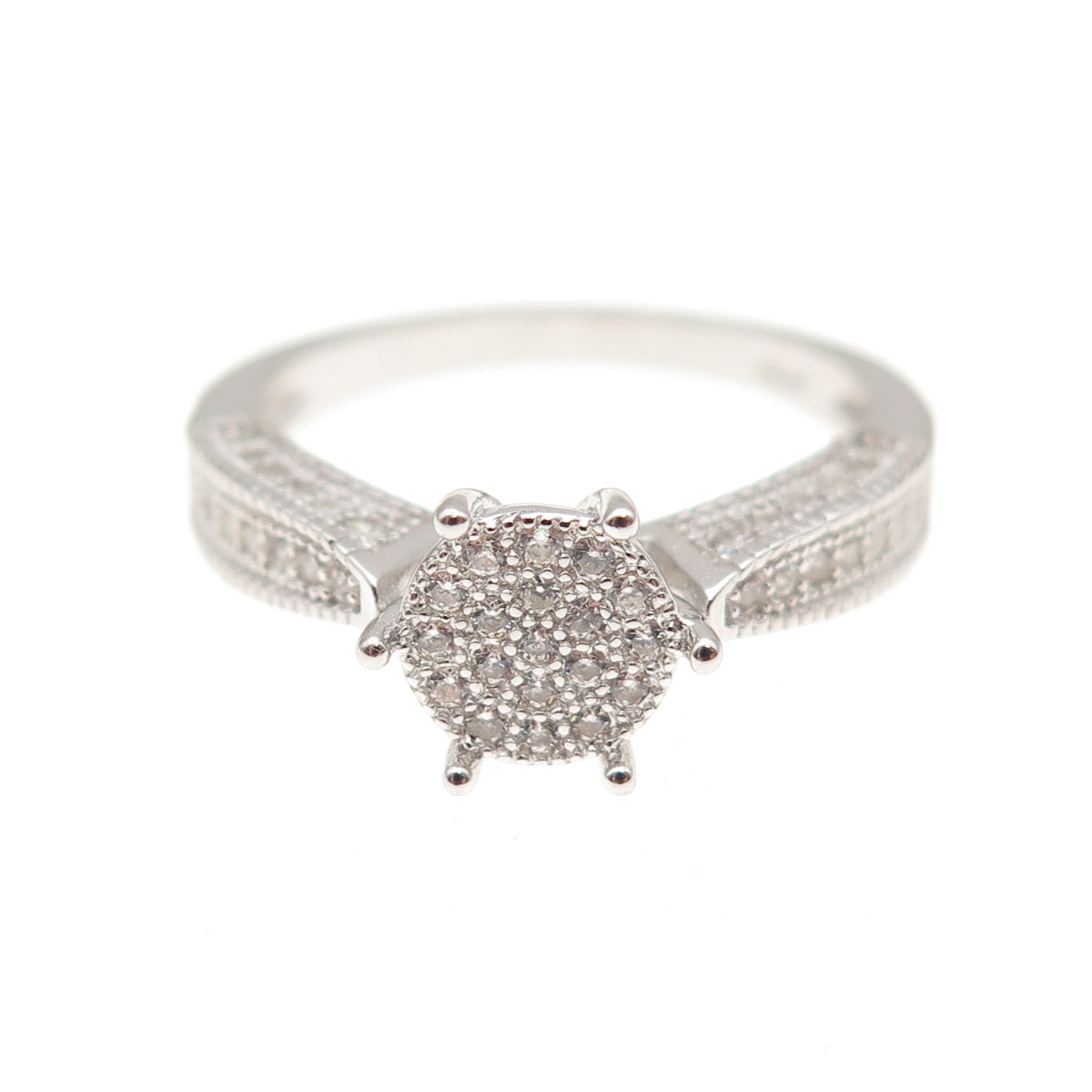 925 Sterling Silver Round-Cut C Z Engagement Ring Size 6.75