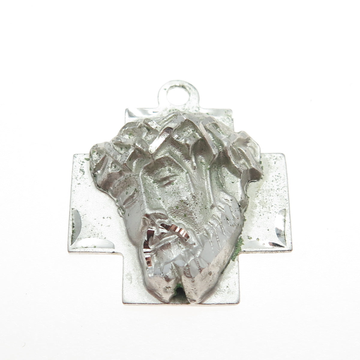 925 Sterling Silver Vintage Jesus Cross Religious Pendant