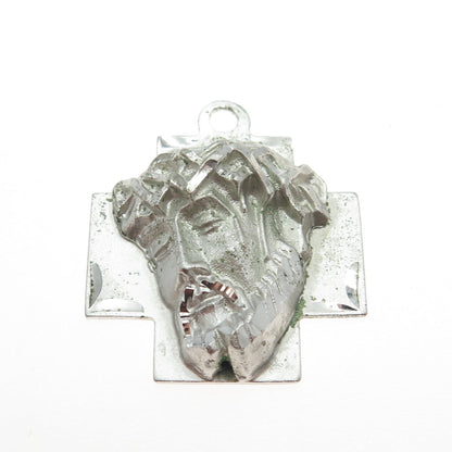 925 Sterling Silver Vintage Jesus Cross Religious Pendant