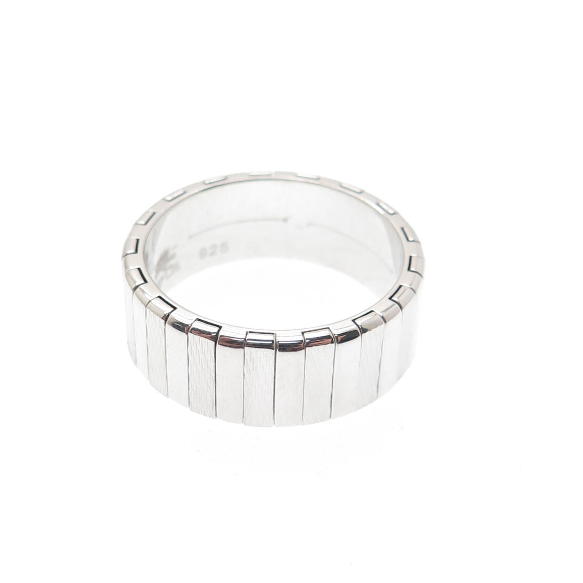 NEOS 925 Sterling Silver Textured Ribbed Band Ring Size 8.75