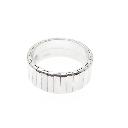 NEOS 925 Sterling Silver Textured Ribbed Band Ring Size 8.75