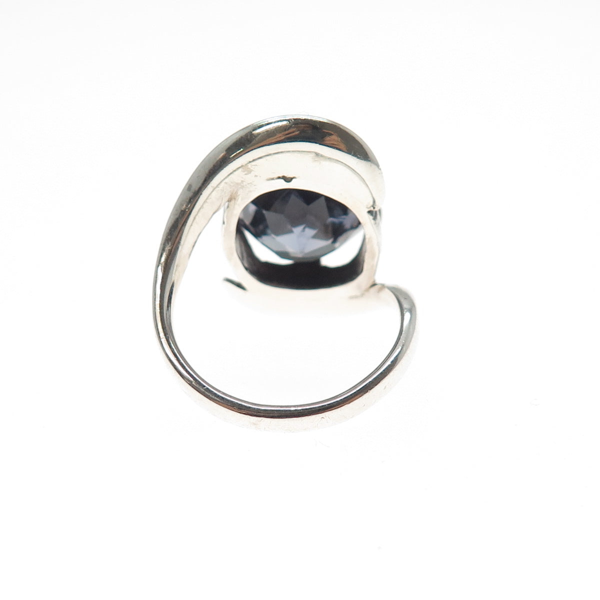 925 Sterling Silver Vintage Lab-Created Peacock Sapphire Modernist Ring Size 5