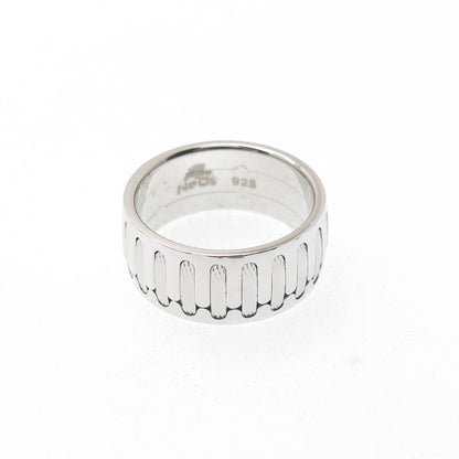 NEOS 925 Sterling Silver Textured Sewing Stitches Band Ring Size 8.75