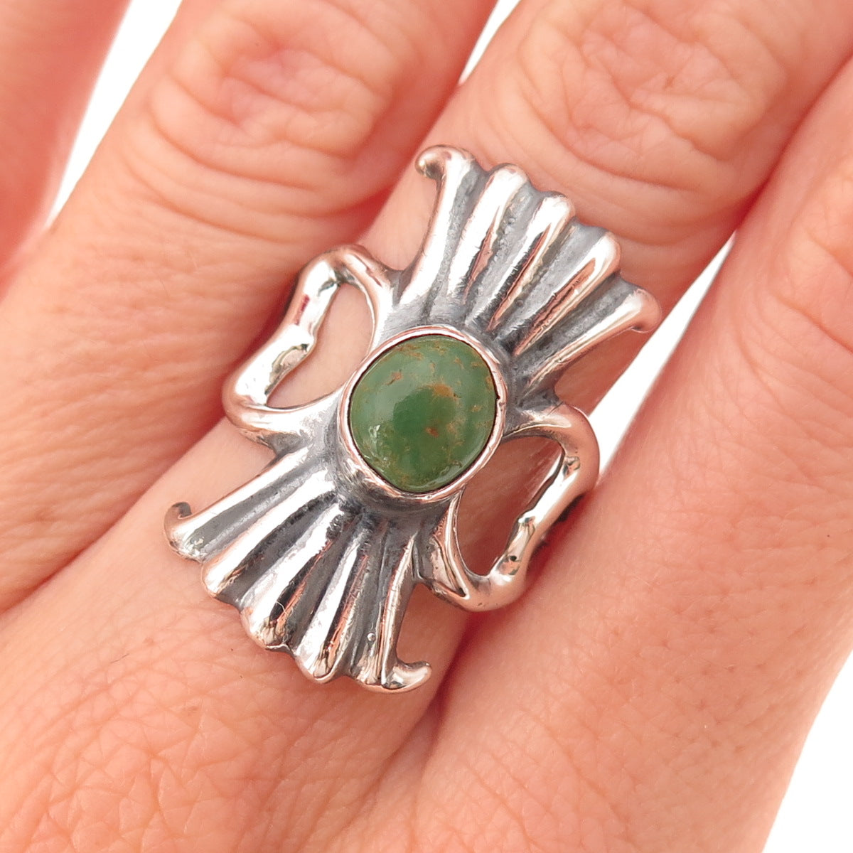 Old Pawn 925 Sterling Silver Vintage Southwestern Royston Turquoise Ring Size 8