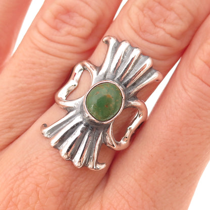 Old Pawn 925 Sterling Silver Vintage Southwestern Royston Turquoise Ring Size 8